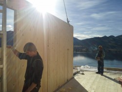 Montage Wandelement Massivholzhaus